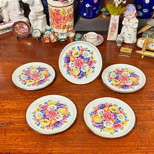 Conjunto 5 porta-copos porcelana Emano.