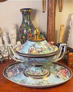 Sopeira com presentoir em porcelana D.P.