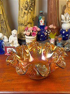 Centro de mesa em vidro Carnival Glass.