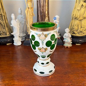 Antiga taça de Cristal Overlay Bohêmia