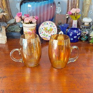Canecas em Carnival Glass Âmbar