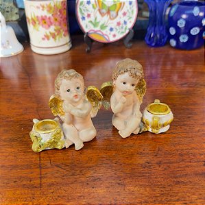 Par de porta velas Querubins