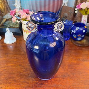 Antigo Vaso em Vidro Azul Cobalto
