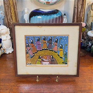 ANTIGO QUADRO COM GRAVURA DE ANTÔNIO POTEIRO