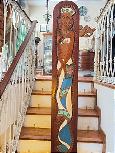 ANTIGO PAINEL ESCULPIDO FIGURA FEMININA - BATISTA