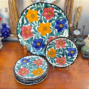 CONJUNTO DE SOBREMESA ALEMÃO MAJÓLICA SCHRAMBERG 1950.