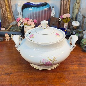 Sopeira em Porcelana Mauá com Florais Rosa.