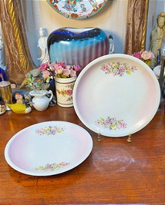 Par de Pratos de Sobremesa Porcelana Real — De Mello Rio Studio (Anos 50/70)