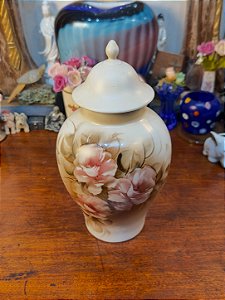 Potiche em Porcelana Pintado à Mão com Rosas