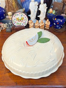 Porta-Torta com Pegador de Maçã em Cerâmica.