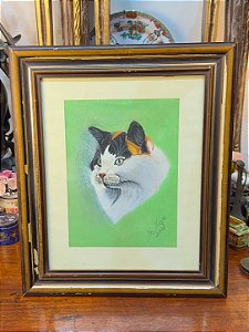 Quadro Emoldurado – Gatinho em Pastel/Lápis de Cor (2004)