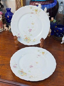 Par de Pratos Antigos em Porcelana Suíça W. Rion’s Söhne.