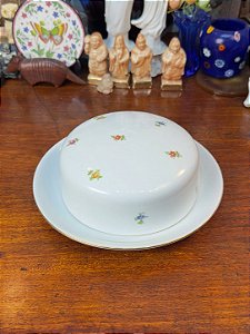 Antiga Manteigueira em Porcelana Renner – Decoração Floral.