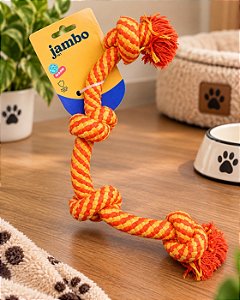 Brinquedo Corda Pattern 4 Nós Laranja e Amarelo - 43cm