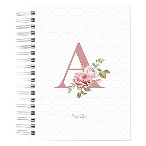 Caderno A5 : Alfabeto Floral - Capa Branca