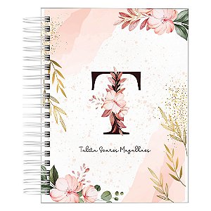 Caderno A5 : Alfabeto Floral Vermelho