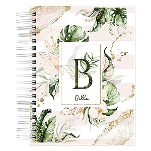 Caderno A5 : Alfabeto Floral Verde