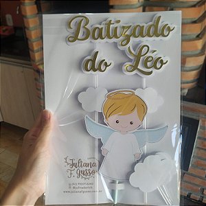 Topo de Bolo Batizado Anjinho