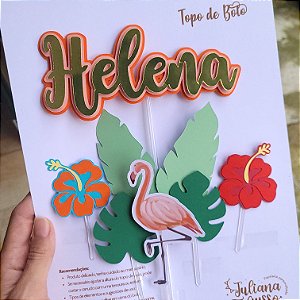 Topo de Bolo Flamingo