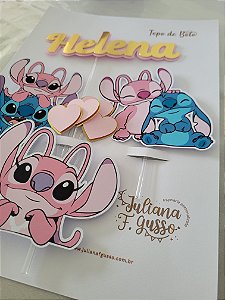 Topo de Bolo Stitch e Angel
