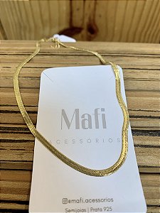 Colar choker fita laminada 3mm Semijoia