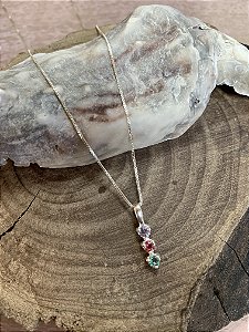 Colar cristais coloridos Prata 925