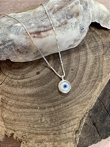 Colar choker olho grego de madrepérola Prata 925