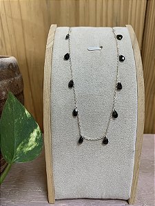 Choker cristais pretos Prata 925