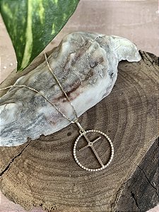 Colar círculo com crucifixo Prata 925