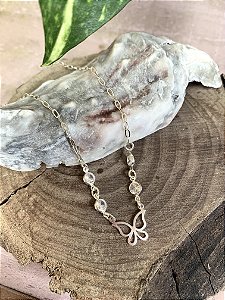 Colar borboleta com zircônias Prata 925