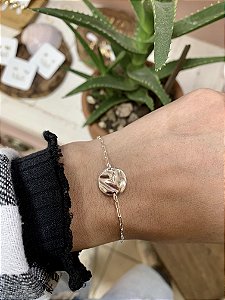 Pulseira entremeio medalha orgânica Prata 925