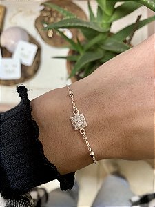 Pulseira pingente quadrado em Prata 925