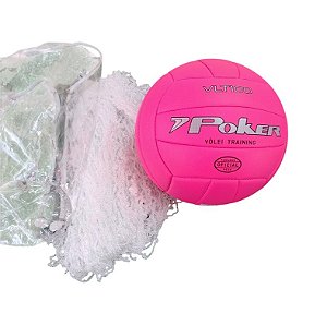 Kit Bola Volei Training e Rede de Volei Poker