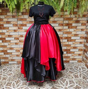 Saia lenços preta/vermelha