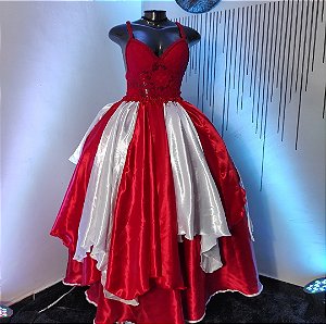 Saia lenços vermelha/branca