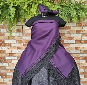 Conjunto pano de cabeça + Pano da costa em Oxford roxo