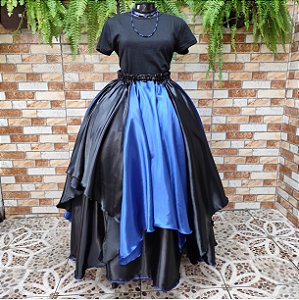 Saia lenços preta com azul