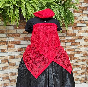 Conjunto pano de cabeça + Pano da costa de renda