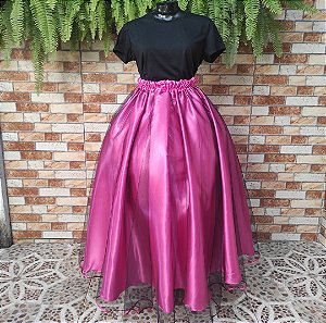 Saia tule preto com forro pink
