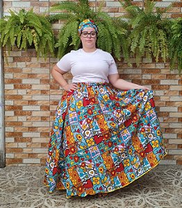 Saia + pano de cabeça Oxford estampado