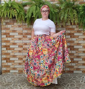 Saia + pano de cabeça Oxford estampado