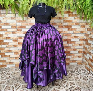 Saia lenços estampado com forro roxo