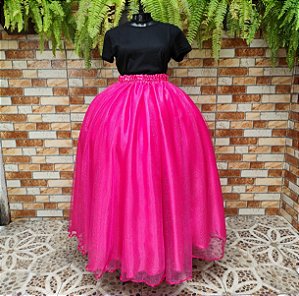 Saia tule/glitter rosa