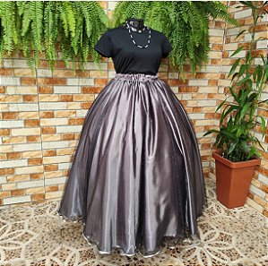 Saia tule/glitter prata com forro prata