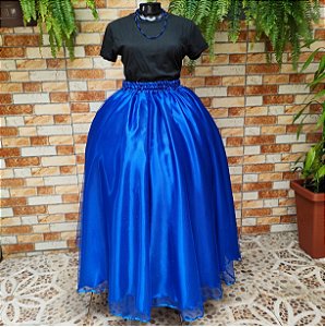Saia tule/glitter azul Royal