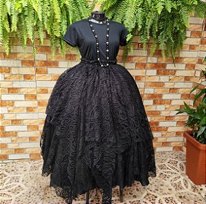 Saia retalhos preta - PEÇA ÚNICA