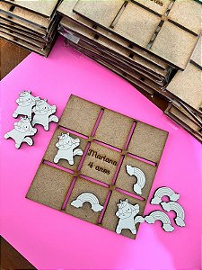 Lembrancinha Unicórnio – Jogo da Velha Infantil Personalizado (Kit 10)