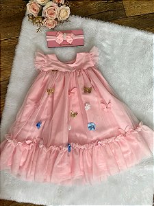 Vestido Jardim Encantado Bata Rosa