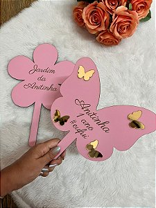 Kit 2 Plaquinhas Divertidas para Foto Festa Infantil em MDF Rosa