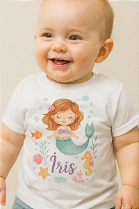 Camiseta Infantil Fundo do Mar em Aquarela Personalizada